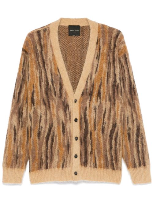 Brushed-effect cardigan - Brown
