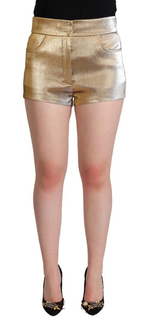 Metallic Gold Cotton Shorts — Gold