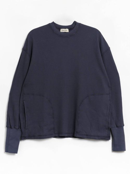 Men's Waffle Crewneck Top In Navy