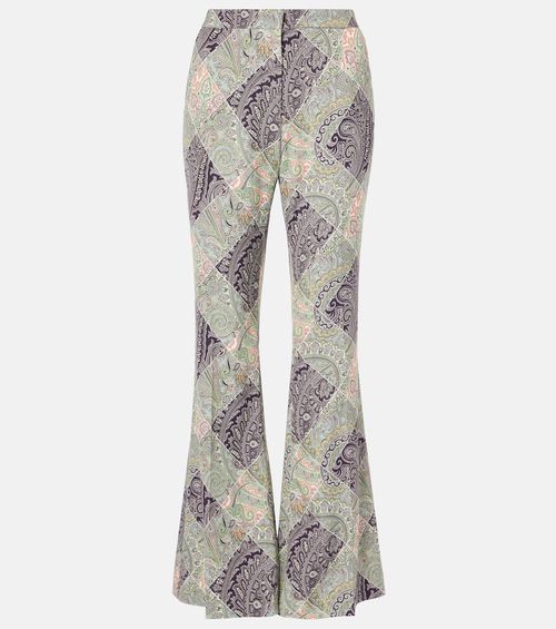 Paisley high-rise flared pants