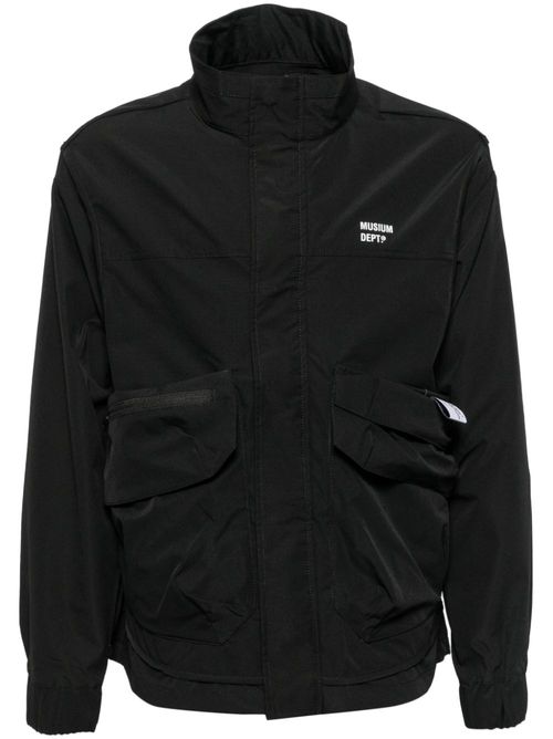 Zip fastening logo print jacket - Black