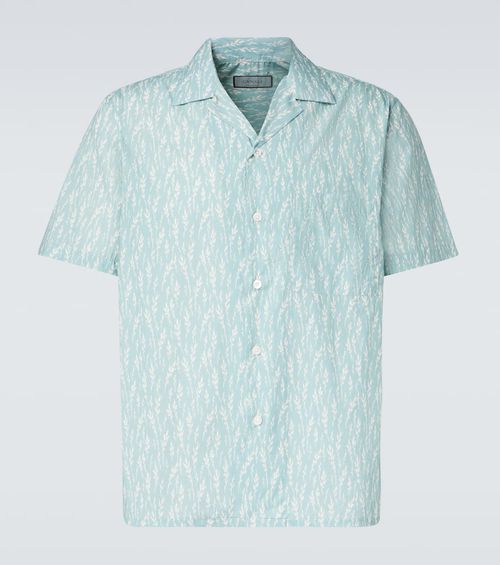 Printed cotton-blend bowling shirt