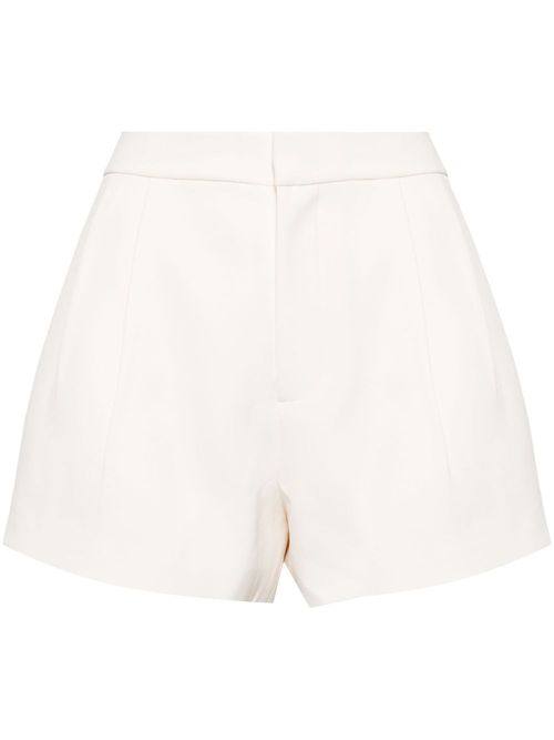 Pleated high-waisted shorts - White