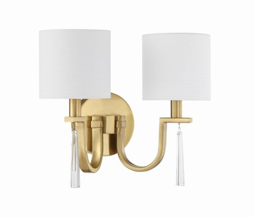Satin Brass Two Light Wall Sconce from the Fortuna Collection