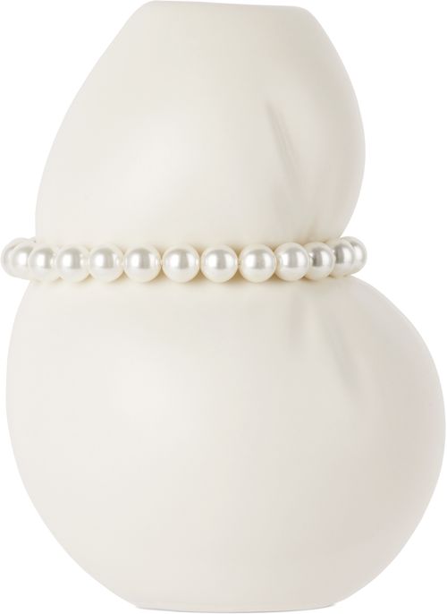 White Squeezed Small Vase
