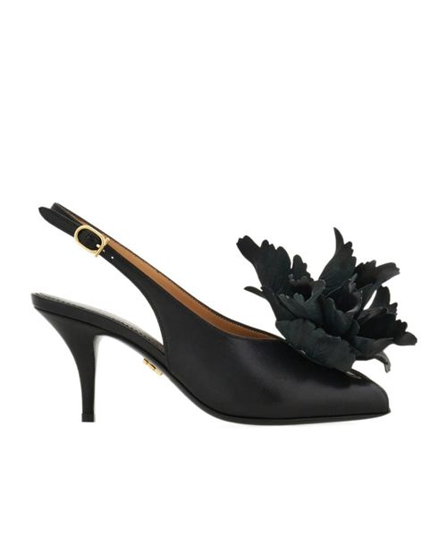 Flower embellished slingback