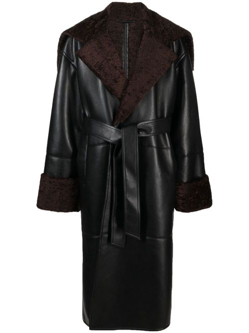 Alessi belted leather maxi coat - Black
