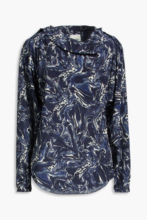 Tiphane printed silk crepe de chine top - Blue - FR 34