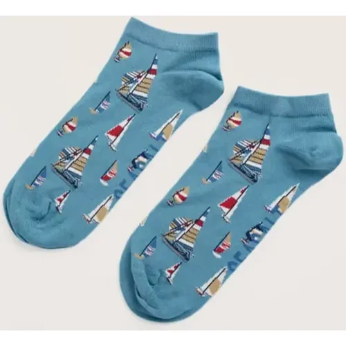 Seasalt Mens Bamboo Arty Trainer Socks Lizard Boats Ename