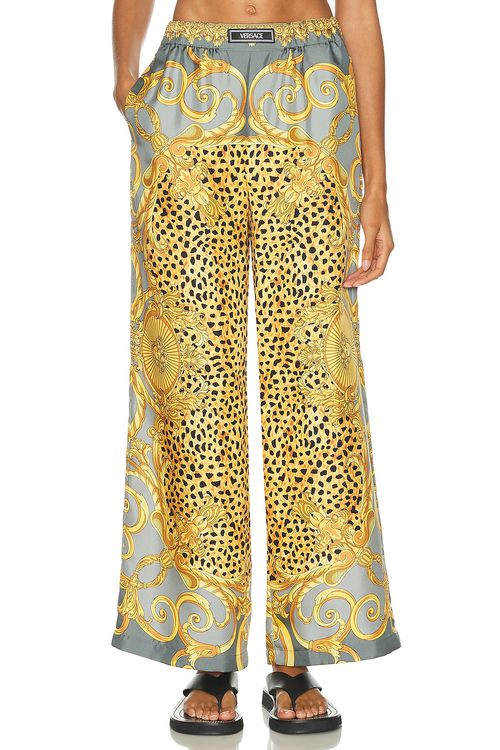 VERSACE Wide Leg Pant in Light Grey & Elephant Grey - Yellow,Grey. 42 also
