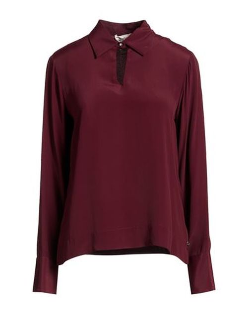 Woman Top Burgundy Size 12 Acetate, Silk