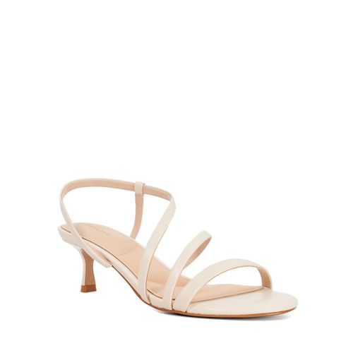 Movement Asymmetric Strap Leather Kitten Heel Sandals