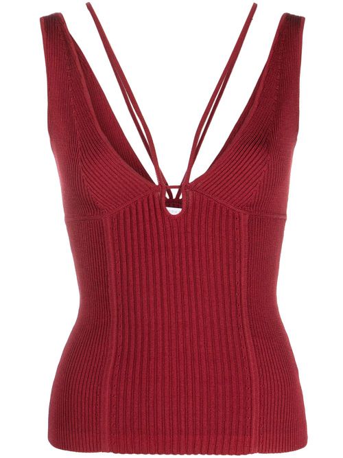 V-neck sleeveless top - Red