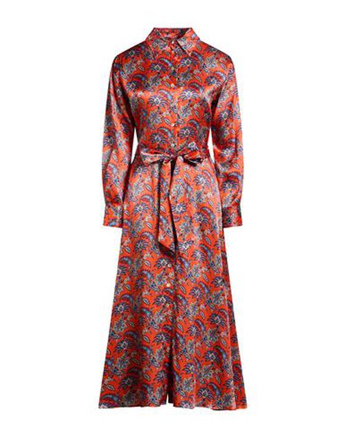Woman Midi dress Orange Size 10 Silk