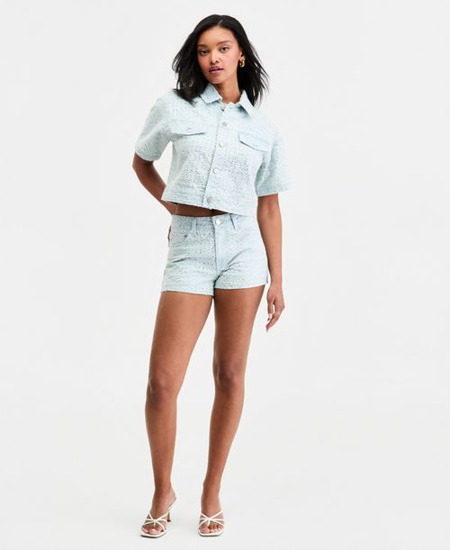 Women's Sequin Destructed Denim Shorts, Macy's Exclusive - Light Shin
