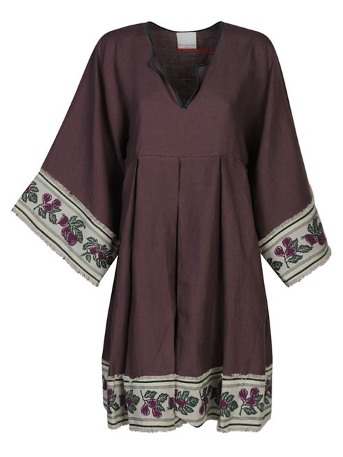Dark Purple Linen Short Dress