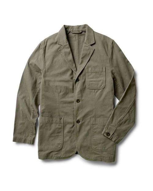 Men's Organic Cotton Foundation Sportcoat in Organic Smoked Olive Twill
