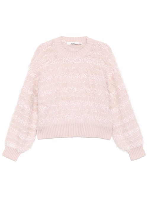Textured crew neck knit sweatshirt - Pink