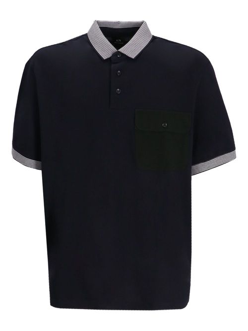 Striped-trim polo shirt - Blue