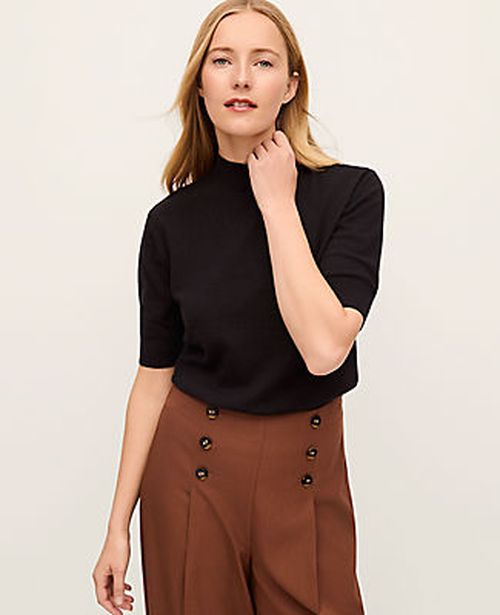 Ann Taylor Mock Neck Sweater Tee
