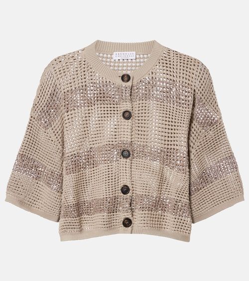 Sequined cotton cardigan