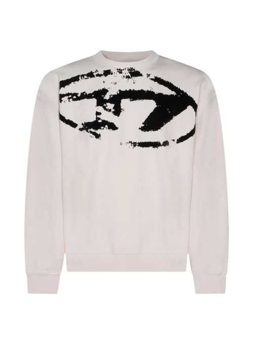 Crewneck Sweater - Relaxed Fit, Ribbed Trim, Flocked Logo (100% Cotton)