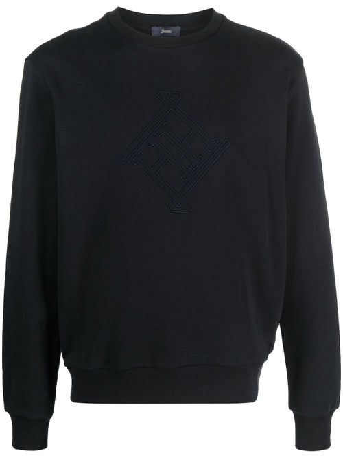 Logo-embroidered cotton sweatshirt - Blue