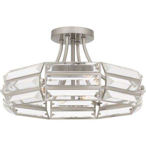 Brushed Nickel Four Light Semi Flush Mount from the Quoizel Semi-Flush Mount Collection