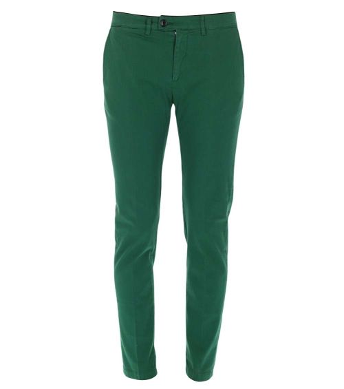 Green Slim Solid Pants