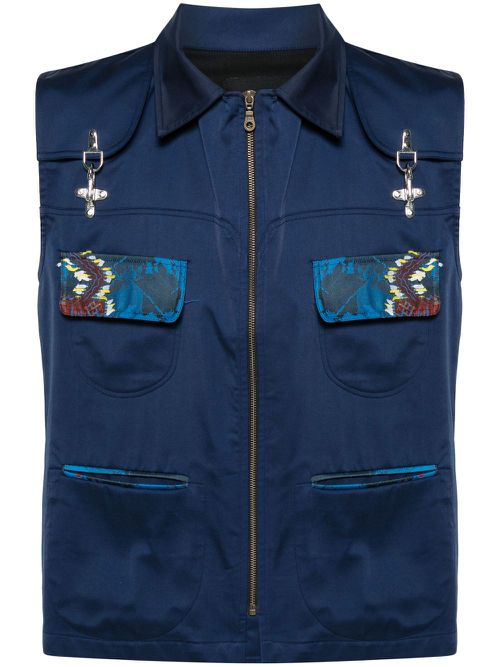 Sleeveless twill waistcoat - Blue