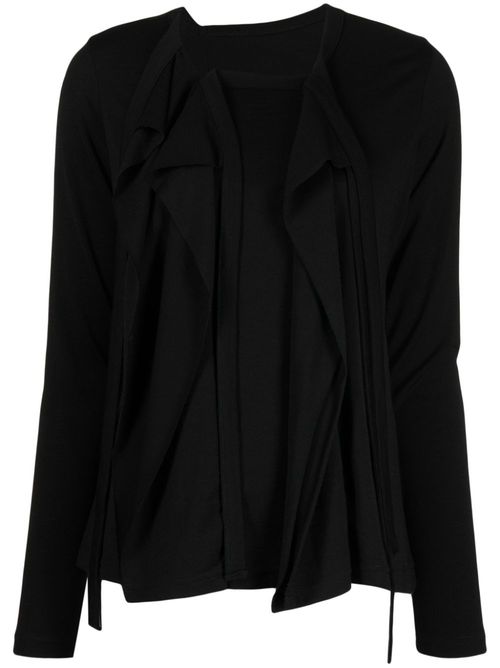 Draped-effect wool top - Black