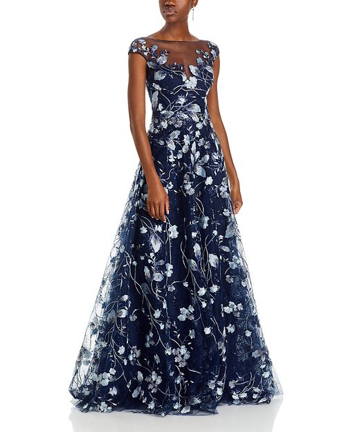 Teri Jon by Rickie Freeman | Embroidered Lace Illusion Bodice Gown