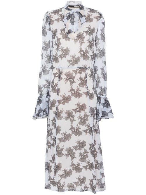 Floral-print plissé maxi dress - Blue