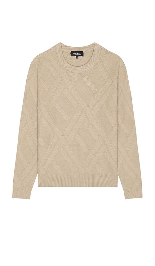 SER.O.YA Joseph Grid Cable Sweater in Tan.  XL/1X. Also in L