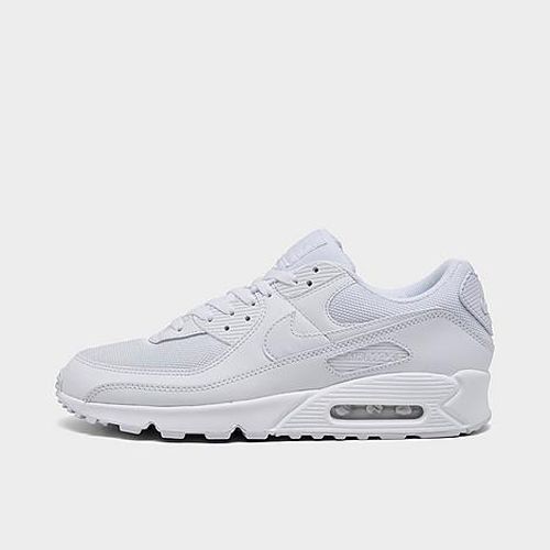 Men's Air Max 90 Casual Shoes in White/White/Wolf Grey