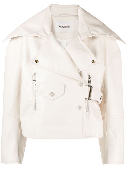 Ado cropped biker jacket - White