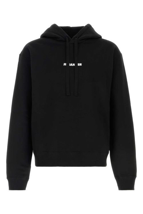 Logo-Embroidered Cotton Hoodie — Black