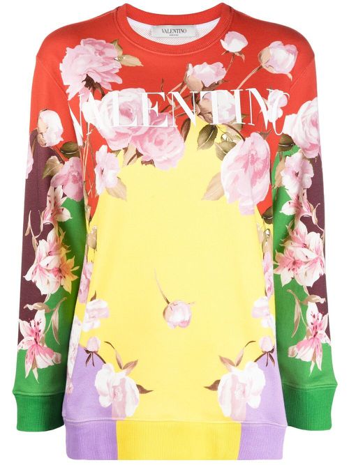 Floral-print logo sweatshirt - Yellow