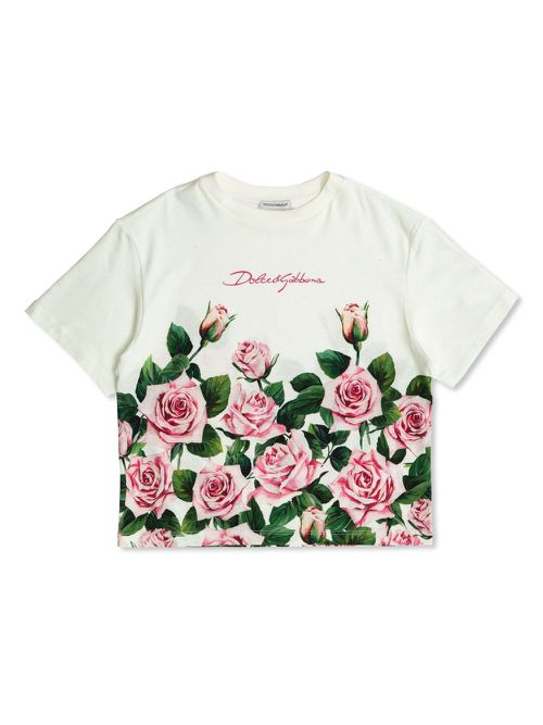 Rose-print T-shirt - White
