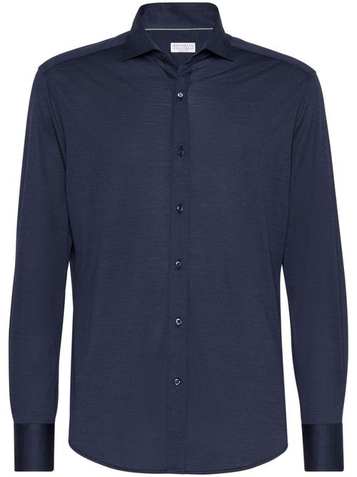 Silk-cotton jersey shirt - Blue