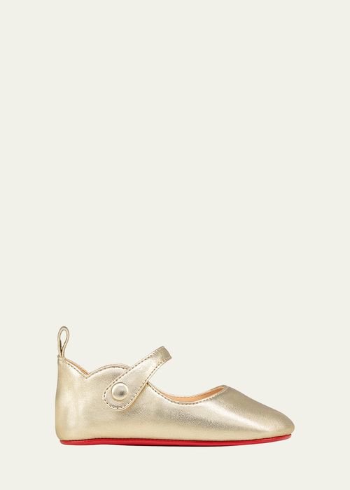 Girl's Love Chick Metallic Leather Ballerina Shoes, Baby