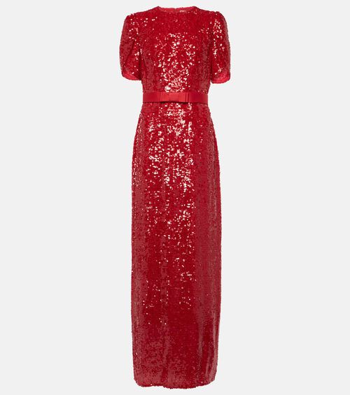 Bow-detail sequined maxi dress