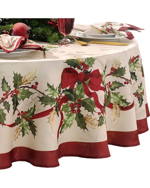 Winter Bows & Garland Tablecloth -Round