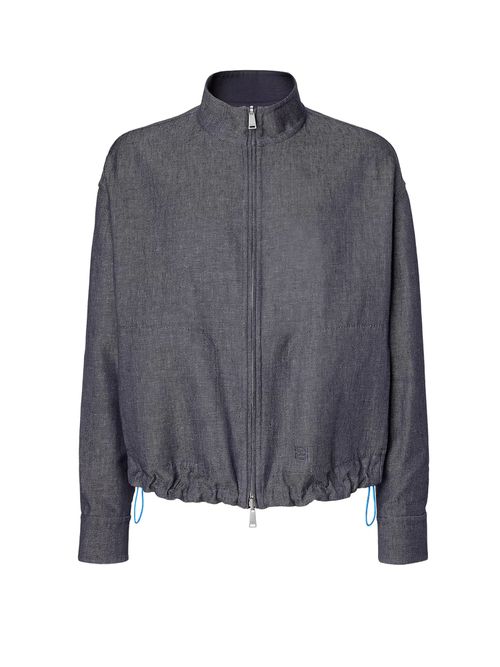 Reversible Denim Jacket With Embroidered Ff Logo