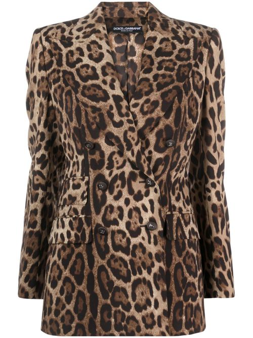 Leopard-print double-breasted blazer