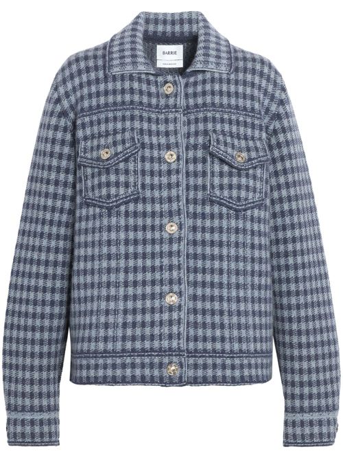 Gingham cashmere-blend jacket - Blue