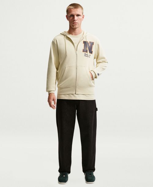 Men's Sportswear Club French Terry Full-Zip Hoodie - Light Khaki/Obsidian