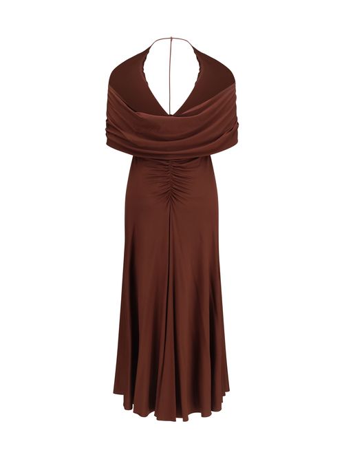 Halter Jersey Midi Dress — Brown