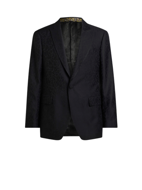 Single-breasted Jacket In Wool- And Cotton-blend Jacquard Fabric With Animal Motif
