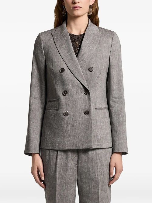 Double-Breasted Virgin Wool Blazer — gray